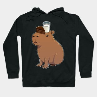 Capybara with Chocolate Cake with Milk on its head Hoodie